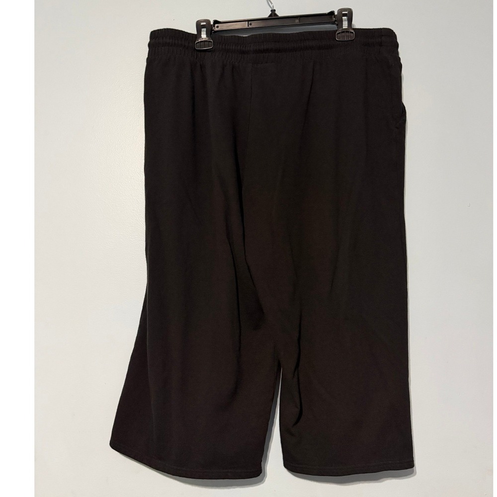 Terra & Sky Women's 1X Black Cotton Modal Knit Capri Pants Wide Leg Drawstring - Picture 2 of 5